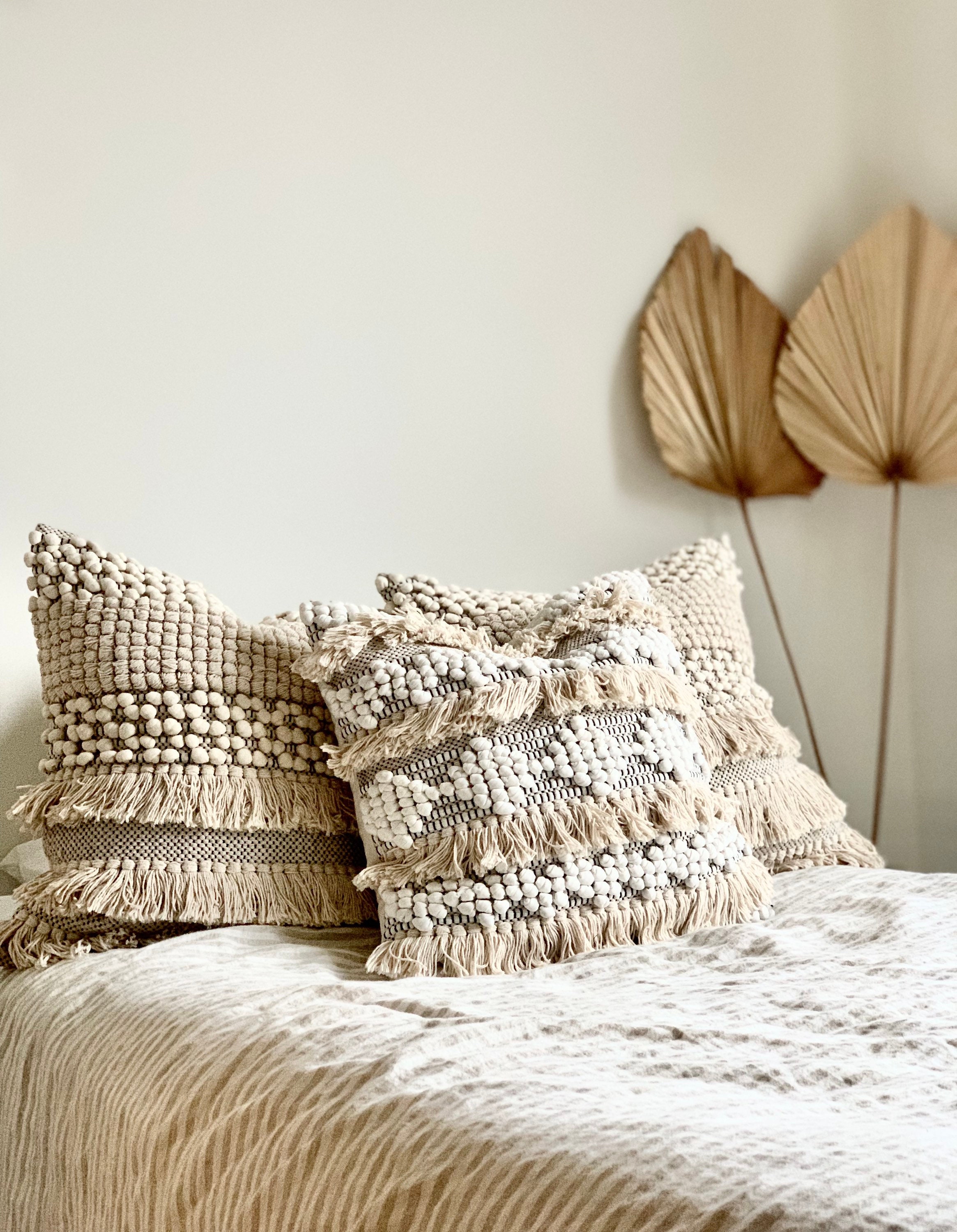 Tahiti Pillow - Métier à Tisser La Main Texturé Boho Scandi Housse de Coussin d'accent 18x18 Neutre