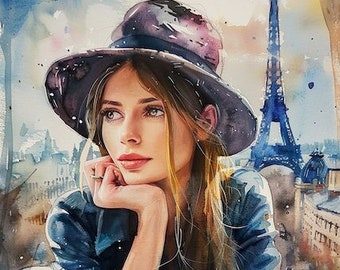 7 images of French girls in Paris, Clipart, Artwork Royalty Free images, Midjourney AI Art, commercial images, 30x42cm 300dpi high res. JPG