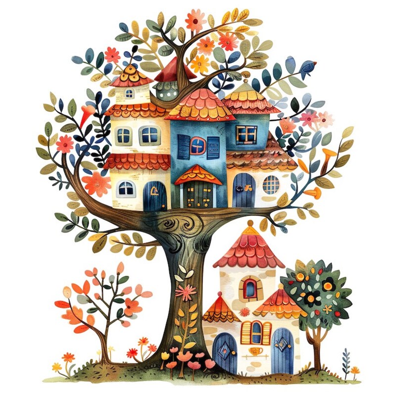 アクリル絵画　“Tree House” Tree House 4