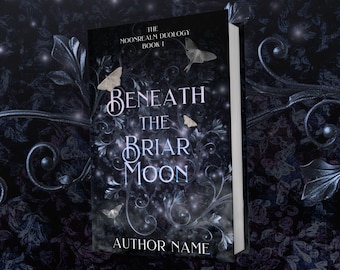 Customisable Book Cover Design | Pre-Made Fantasy Romance Physical Book and eBook Cover | Dark Academia Romantasy Purple PNR Gothic Moth
