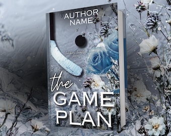 Customisable Book Cover Design | Pre-Made Ice Hockey Romance Physical Book and eBook Cover | Winter Romantic Rose Blue Petal Snow Stadium