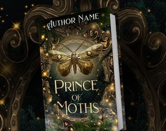 Customisable Book Cover Design | Pre-Made Fantasy Physical Book & eBook Cover | Green Gold Historical Romantasy Fae Elf Goblin Moth Queen