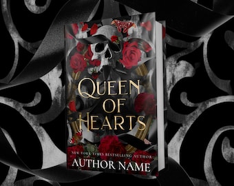 Customisable Book Cover Design | Pre-Made Dark Romance Skull Rose Garden Physical Book and eBook Cover | Gold, Red and Black, Ribbon, PNR