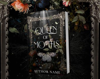 Customisable Book Cover Design | Pre-Made Romantasy Physical Book and eBook Cover | Cottage Core Black Fantasy Gothic Moth Fae Flowers Witch
