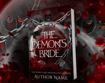 Customisable Book Cover Design | Pre-Made Dark Romance Skull Rose Physical Book and eBook Cover | Gold, Red and Black, PNR, Demon