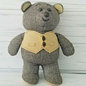 Vintage Dakin 1984 Teddy Bear Plush 12&quot; Brown Tan Vest Standing Stuffed Animal