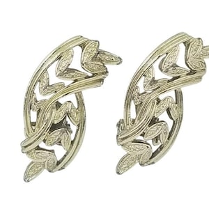 Vintage Coro Signed Gold-Tone Leaf Strong Clip-On Earrings Costume Retro