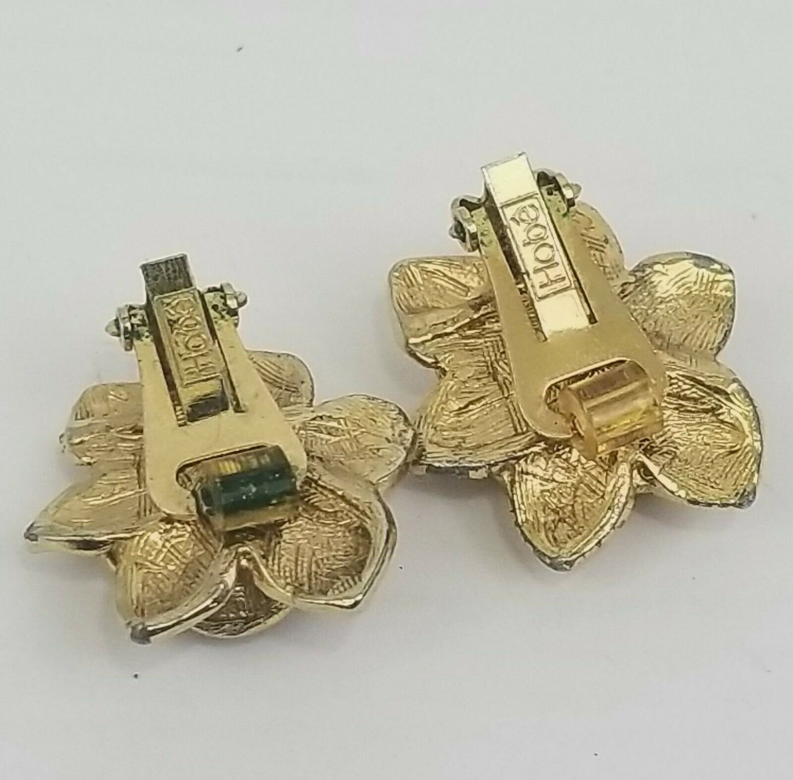 Vintage Hobe Clip On Flower Earrings Gold Tone Faux Pearl Rose Etsy