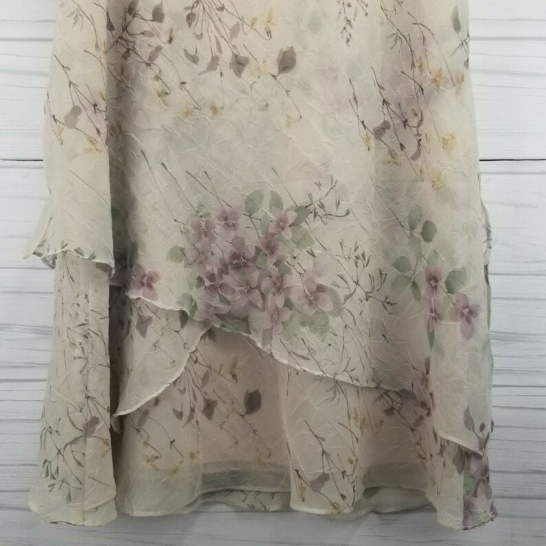 Vintage 90s R/&M Richards Womens Midi Dress 18 Cream Violet Slip Blouse Flowy Set