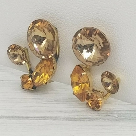 Vintage Made in Austria Clip On Earrings Gold Ton… - image 2