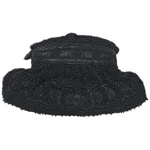Vintage Handmade in Belgium Black Beaded Evening Clutch Purse Snap Closure