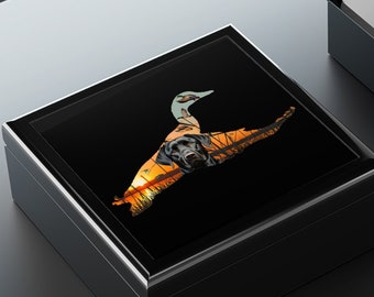 Black Labrador and Flying Mallard Jewelry Box for Men, Duck Hunting Gifts for Men, Duck Hunting Jewelry Box, Black Labrador Jewelry Box