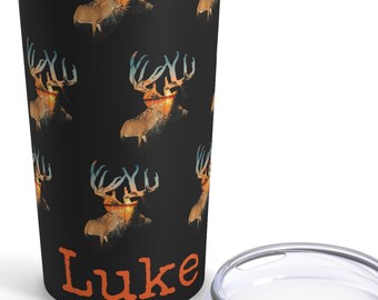 Personalized Whitetail Deer Hunting Tumbler, Dishwasher Safe, Deer Hunting Gifts, Deer Hunter Gifts for Men, Whitetail Buck Deer Gifts