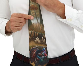 Wild Turkey Necktie, Turkey Hunting Necktie, Turkey Gobbler Necktie, Turkey Hunting Gifts, Turkey Hunter Gifts for Men, Dress Tie Hunters