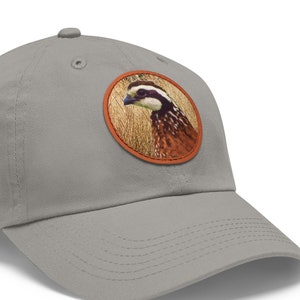 Bobwhite Quail Hunting Cap, Quail Hunting Hat, Leather Patch Dad Hat for Quail Hunters, Dad Hat Quail Hunting, Quail Hunting Gifts for Men