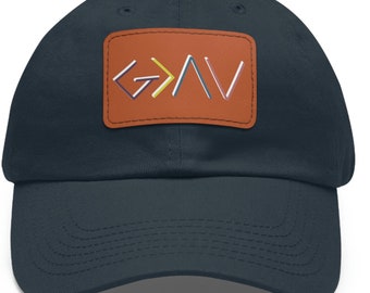 God Greater Than Highs and Lows Dad Hat, Christian Hat for Men, God Greater Highs and Lows Leather Patch Hat for Men, Christian Caps Men