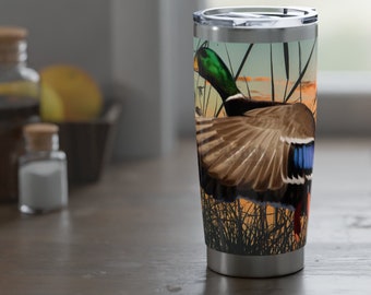 Duck Hunting Gifts Men, Duck Hunter Gifts Men, Flying Mallard Stainless Tumbler for Men, Duck Hunting Décor, Mallard Décor, Duck Gifts Men