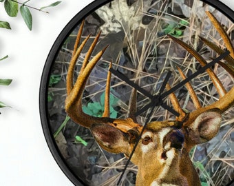 Trophy Buck Wall Clock, Deer Hunting Wall Clock, Deer Hunting Décor, Whitetail Deer Hunting Gifts Men, Father's Day Gift for Deer Hunters
