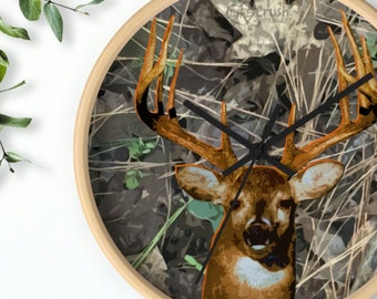 Trophy Buck Wall Clock, Deer Hunting Wall Clock, Deer Hunting Décor, Whitetail Deer Hunting Gifts Men, Father's Day Gift for Deer Hunters