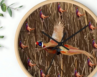 Dad Gift Pheasant Clock, Dad Gift Pheasant Hunting, Pheasant Hunting Wall Clock, Pheasant Hunting Décor, Pheasant Gifts Father's Day