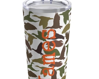 Personalized Duck Camo Tumbler, Dishwasher Safe Duck Hunting Tumbler, Duck Hunter Gifts for Men, Waterfowl Drinkware, 20oz
