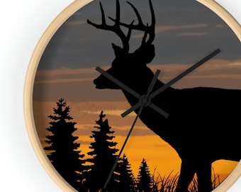 Sunrise Trophy Buck Clock for Men, Deer Hunting Clock for Dad, Deer Hunting Wall Clock, Deer Hunting Décor, Deer Hunting Gifts Men
