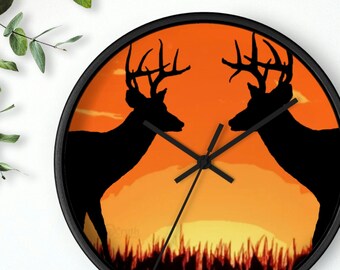 Whitetail Deer Clock for Men, Deer Hunting Clock for Dad, Deer Hunting Wall Clock, Deer Hunting Décor, Trophy Buck Deer Gifts for Men