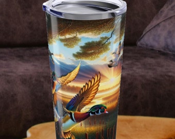 Personalized Duck Hunting Tumbler Men, Stainless Wood Duck Tumbler, Duck Hunter Gifts, Duck Drinkware, Hunting Gifts Men, Wood Duck Decor