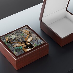 Men&#39;s Jewelry Box, Men&#39;s Keepsake Box, Whitetail Buck Jewelry Box, Deer Hunting Jewelry Box, Camouflage Jewelry Box for Men