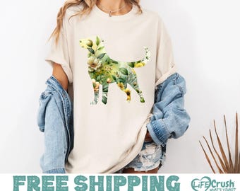 Floral Labrador Retriever Shirt for Women, Lab Mom Shirt, Lab Mama Shirt, Labrador Dog Mom Comfort Colors Short Sleeve Shirt Dog Mom Gifts