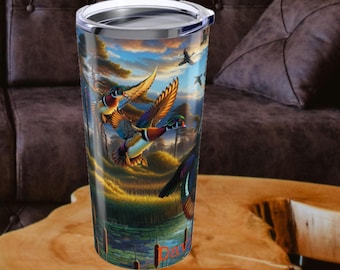Personalized Duck Hunting Tumbler for Men, Stainless Steel Duck Tumbler, Duck Drinkware, Hunting Gifts Men, Wood Duck Decor, Wood Duck Cup