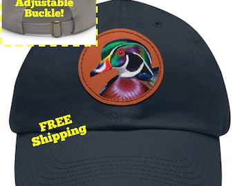 Wood Duck Hat Men, Duck Hunting Gifts for Men, Leather Patch Duck Hunter Hat, Waterfowl Hunting Hat, Gift for Men, Husbands, Boyfriends
