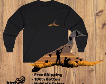 Minimalist Duck Hunting Shirt, Long Sleeve Duck Hunter Shirt, Duck Silhouette Shirt, Duck Hunting Gifts, Flying Mallard Duck Hunter Shirt