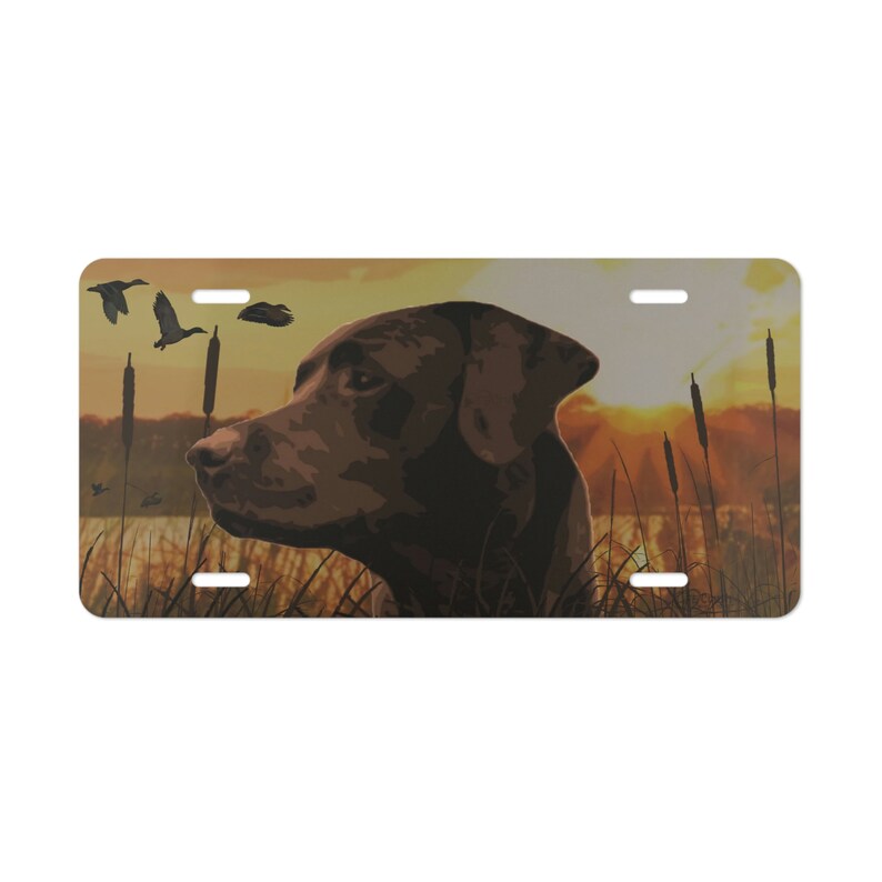 Chocolate Labrador License Plate, Duck Hunting License Plate, Labrador