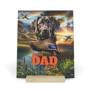 Decoración de patos para papá, Letrero personalizado para papá, Decoración para papá labrador, Placa "El mejor papá del mundo", Regalos de caza de patos para papá, Regalos de labrador chocolate imagen 6