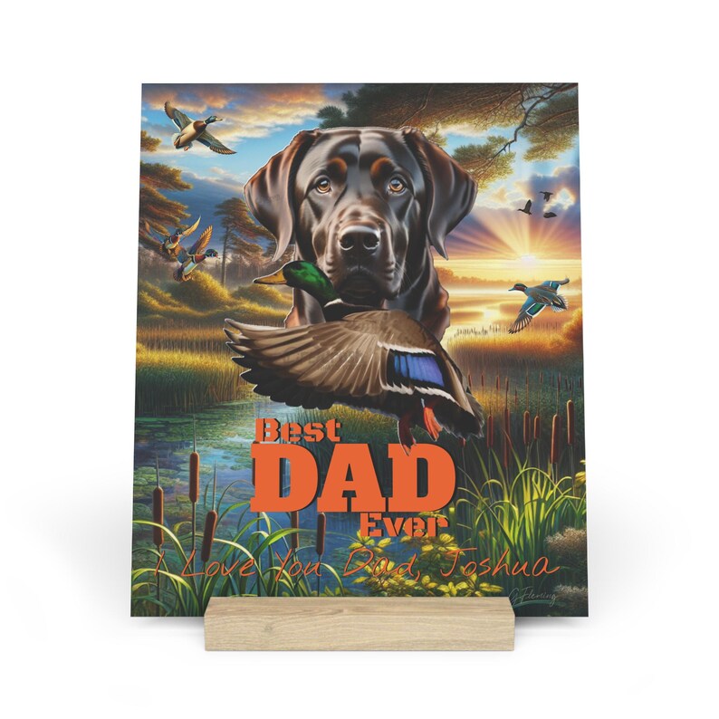 Decoración de patos para papá, Letrero personalizado para papá, Decoración para papá labrador, Placa "El mejor papá del mundo", Regalos de caza de patos para papá, Regalos de labrador chocolate imagen 6