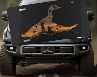 Flying Mallard License Plate, Duck Hunting License Plate, Duck Hunter Tag, Duck Hunting Gift Ideas, Duck Vanity Plate, Aluminum Duck Tag