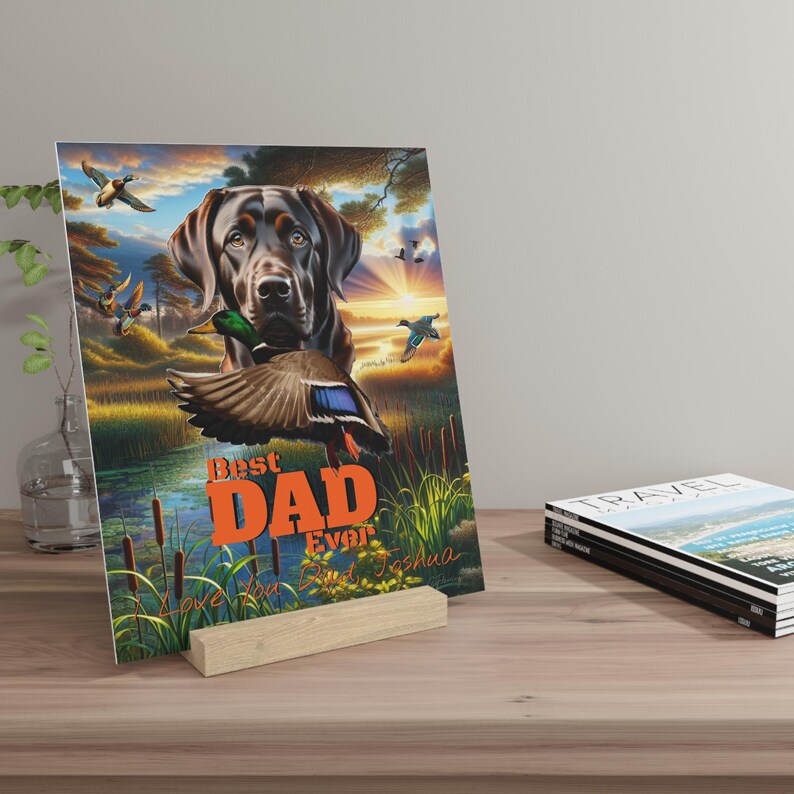Decoración de patos para papá, Letrero personalizado para papá, Decoración para papá labrador, Placa "El mejor papá del mundo", Regalos de caza de patos para papá, Regalos de labrador chocolate imagen 2