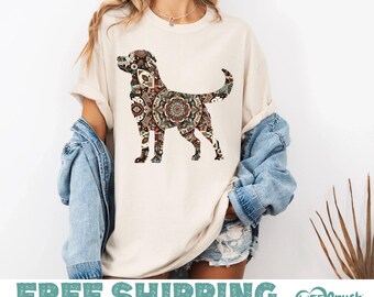 Boho Labrador Retriever Shirt for Women, Lab Mom Shirt, Lab Mama Shirt, Labrador Dog Mom Comfort Colors Short Sleeve Shirt for Dog Lovers