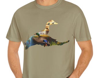 Duck Hunting Shirt, Flying Mallard T Shirt, Comfort Colors Shirt for Duck Hunters, Unisex Cotton Shirt, Duck Hunter Gifts, Duck Gifts Men