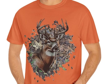 Whitetail Buck Shirt, Comfort Colors Deer Hunting Shirt, Deer Hunting Gifts for Men, Trophy Buck Tee Shirt, Deer Camo Shirt, Deer Antler Tee
