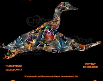 Duck Hunting PNG, Duck Silhouette PNG, Duck Collage PNG, Flying Duck Instant Download, Flying Mallard Design, Wood Duck Waterfowl Clip Art