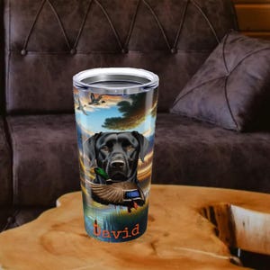 Duck Hunting Tumbler for Men, Stainless Black Labrador Tumbler, Duck Hunter Gifts, Duck Drinkware, Hunting Gifts Men, Mallard Decor Tumbler