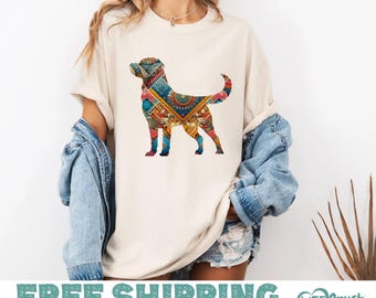 Boho Labrador Retriever Shirt for Women, Lab Mom Shirt, Lab Mama Shirt, Labrador Dog Mom Comfort Colors Short Sleeve Shirt for Dog Lovers