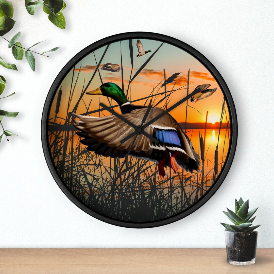 Flying Mallard Wall Clock, Duck Hunting Décor, Duck Hunting Gifts for