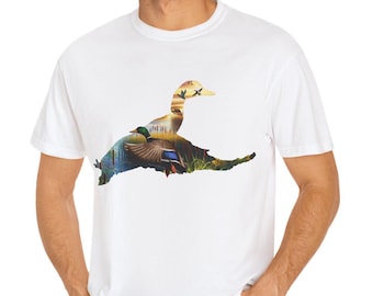 Duck Hunting Shirt, Flying Mallard T Shirt, Comfort Colors Shirt for Duck Hunters, Unisex Cotton Shirt, Duck Hunter Gifts, Duck Gifts Men