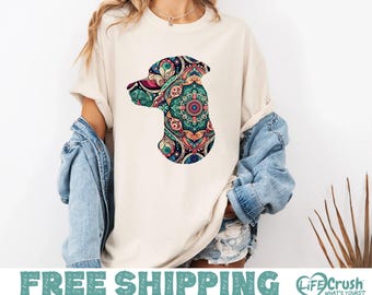 Boho Design Labrador Retriever Shirt for Women, Lab Mom Shirt, Lab Mama Shirt, Labrador Dog Mom Gifts, Comfort Colors Short Sleeve Shirt