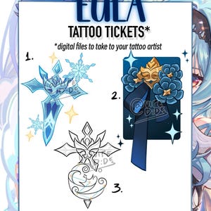 Eula tattoo designs DIGITAL FILES - (Genshin Impact)