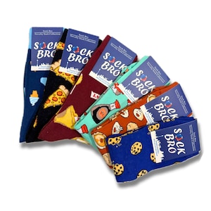 Damen Lebensmittel 6er-Pack Socken-Bundle - Sock Bro Fun Novelty Socken - Pizza, Sushi. Keks-, Knödel-, Eis- und Glückskeks-Socken