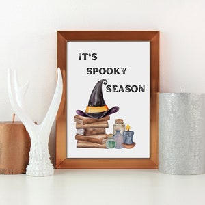 Halloween fall digital wall art, watercolor witches printable, spooky spells print